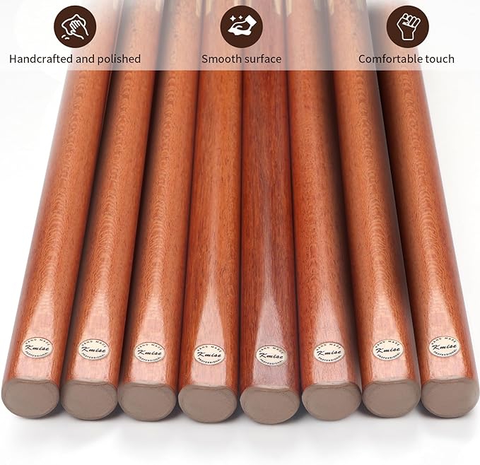 Kmise Pool Cue Sticks, 41"/57??58" Hardwood Pool Cue Set of 4/6/8, 13OZ/20OZ with 13/10 MM Brass Tips, Table Billiard Cue Stick for Bar, Home, Billiard Room