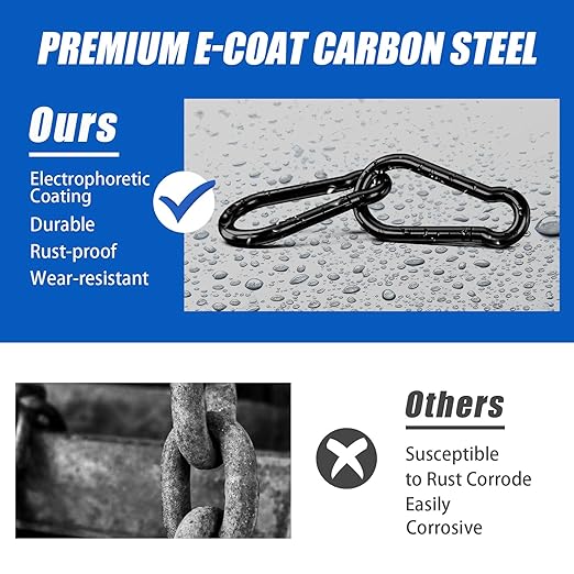 KINLINK 20 Pack Black Carabiner Clip, 3.54 inch Heavy Duty Spring Snap Hook, Caribeener Clips for Camping, Hiking, Travel, Fishing, Quick Link Keychain, Water Bottle, Backpack