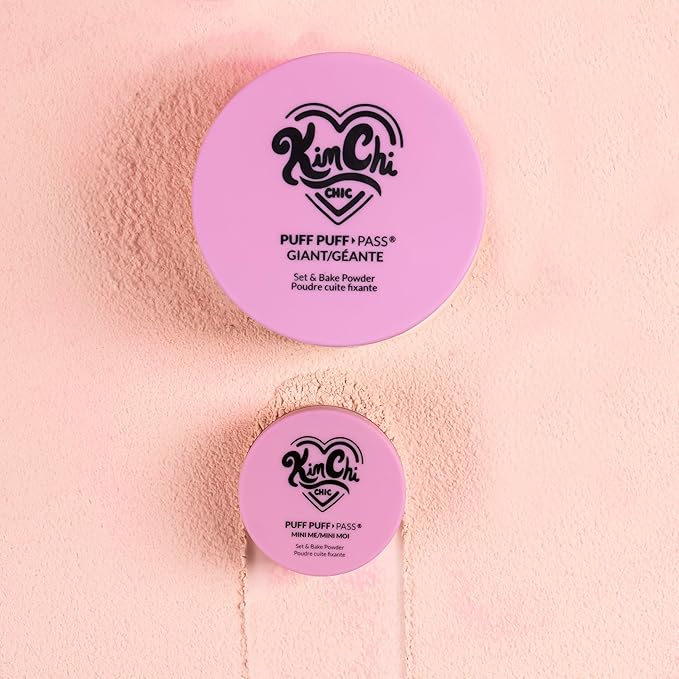 KimChi Chic Giant Puff Puff Pass Set & Bake Powder - Loose Setting Powder with Rice & Vitamin E, Finely Milled for All Day Wear, Translucent 80g