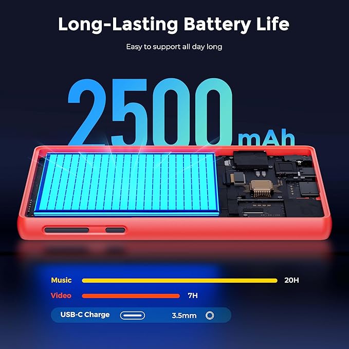 128GB MP3 Player with Bluetooth and WiFi,Music Video Player with Spotify Pandora,Amazon Music, 5" Touch Screen Android MP4 MP3 Player for Kids with Audible, YouTube, Spotify Kids,up to 256GB (Red)