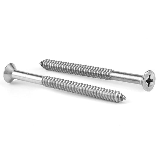 #14 x 3-1/4" Wood Screw 100Pcs 18-8 (304) Stainless Steel Screws Flat Head Phillips Fast Self Tapping Drywall Screws by SG TZH