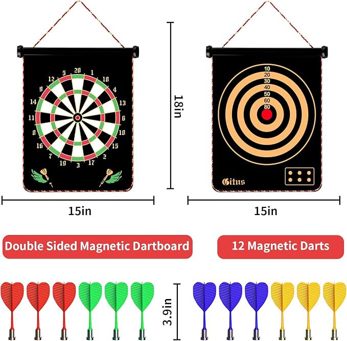 Magnetic Dart Board Games for Kids with 12 Darts Outdoor Toys for Boys Age 8-13 Cool Stuff for Boys Gifts Ideas for Teenage Boys Girls Age 8 9 10 11 12 13 14 15 16 Game Room Decor