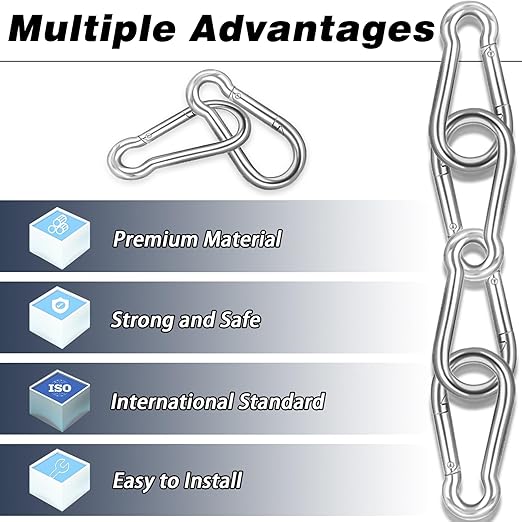 100 PCS 3'' Spring Snap Hook Carabiner, M8 5/16 Inch Galvanized Silver Steel Carabiner Clip, 500LBS Holding Capacity Quick Link Clip Keychain for Hammock Dog Leash & Camping Gym