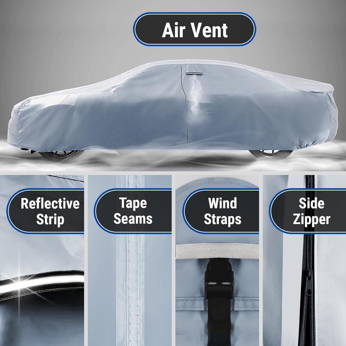 iCarCover Premium Car Cover for 1964-1972 Chevy Malibu Wagon Heavy Duty Waterproof All-Weather Automobiles Custom Fit Indoor Outdoor UV Snow Protection Covers with Straps and Bag