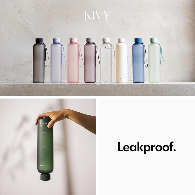 KIVY Slim Water Bottle 50oz [Lightweight & Shatterproof] - Reusable Tritan Water Bottle - Leak Proof Water Bottle for Women & Men - No Spill - Dishwasher Safe - BPA Free