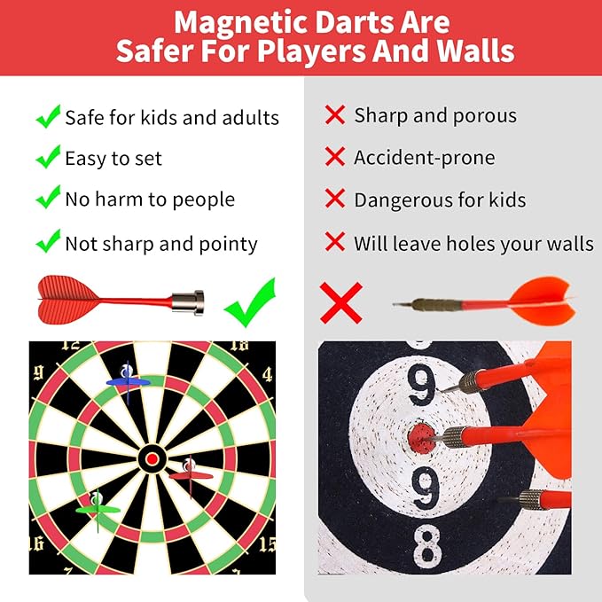 Magnetic Dart Board Games for Kids with 12 Darts Outdoor Toys for Boys Age 8-13 Cool Stuff for Boys Gifts Ideas for Teenage Boys Girls Age 8 9 10 11 12 13 14 15 16 Game Room Decor