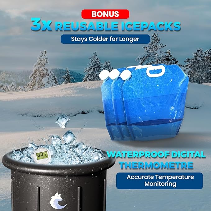 17-Piece XL Portable Ice Bath Tub for Adults -105 Gal 5-Layer Cold Plunge Tub with Water Chiller Included & Thermometer, Inflatable Ice Bath Tub w/ 400L Capacity, Athletes Indoor/Outdoor Recovery