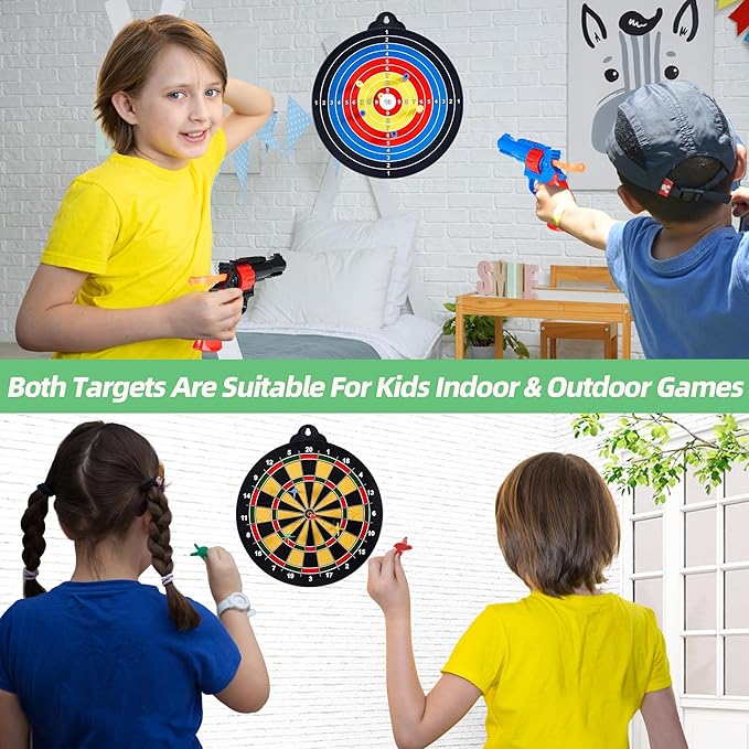 Magnetic Dart Board - 12Magnetic Darts+12Sticky Balls Or 2 Toy Gun+40 Foam Dart,Fun for Family Game and Party with Friends, Christmas Birthday Gifts Toys for 3-12 Year Old Boys